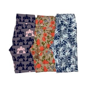 LuLaRoe Lot of 3 Leggings OS Disney Bambi Mickey Minnie Mouse One Size
